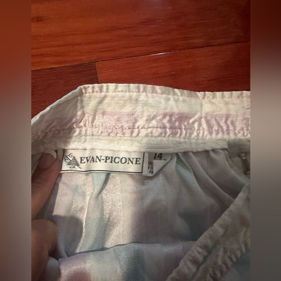 Evan Picone Women’s Pastel Striped Silk Long Skirt Bottom Sz 14 XL - Picture 6 of 8